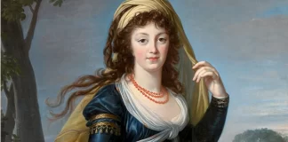 Elisabeth Vigée Le Brun’s Portrait of Theresia, Countess Kinsky detail of Portrait of Theresa, Countess Kinsky